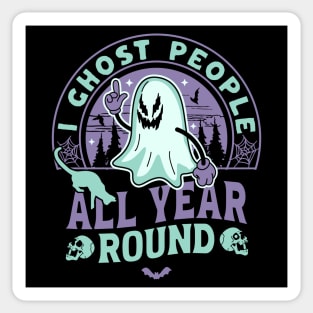 I Ghost People All Year Round - Retro Ghost Halloween Sticker